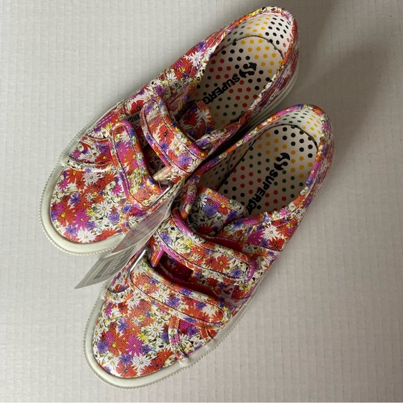 NEW Superga Prairie pink floral sneakers hook and loop closure kids 3.5 - Picture 8 of 10